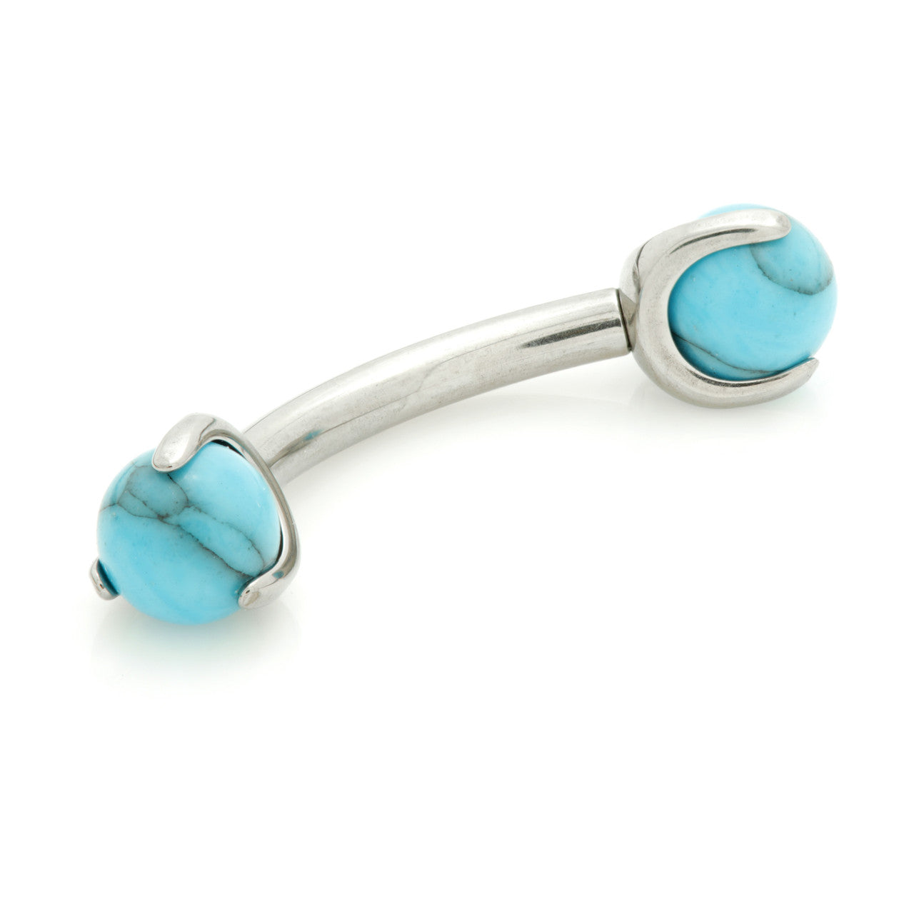 Ti Internal Banana Bar with Double Gemtone Prong