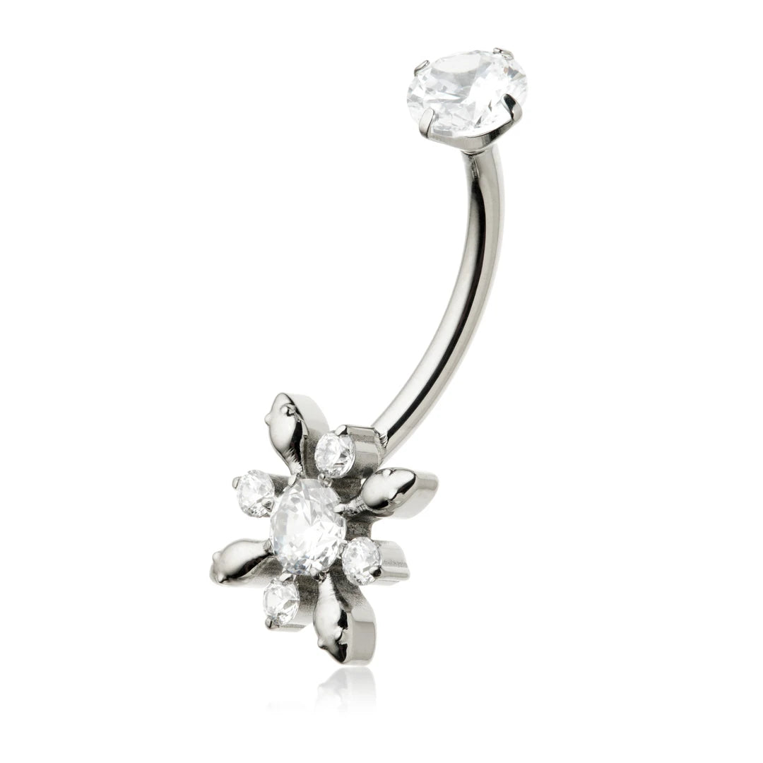 Ti Internal Floral Navel Bar