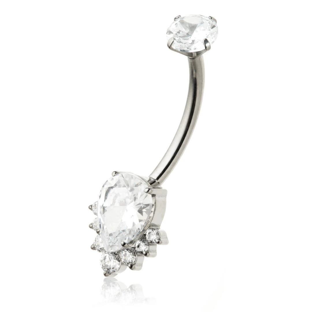 Ti Internal Teardrop Cluster Navel Bar