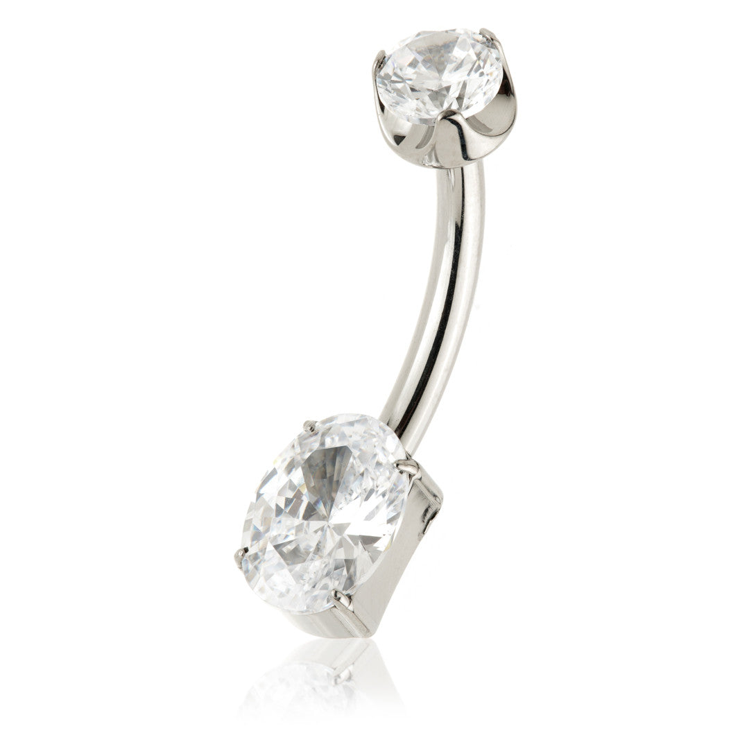 Titanium Jewelled Oval Belly Bar
