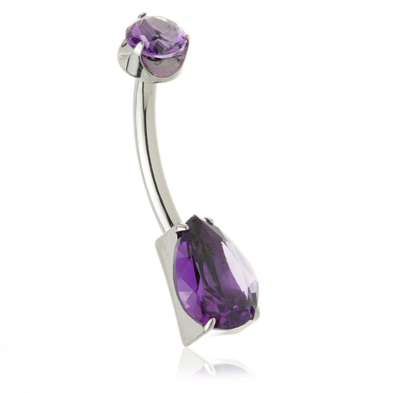 Ti Internal Natural Stone Teardrop Navel Bar