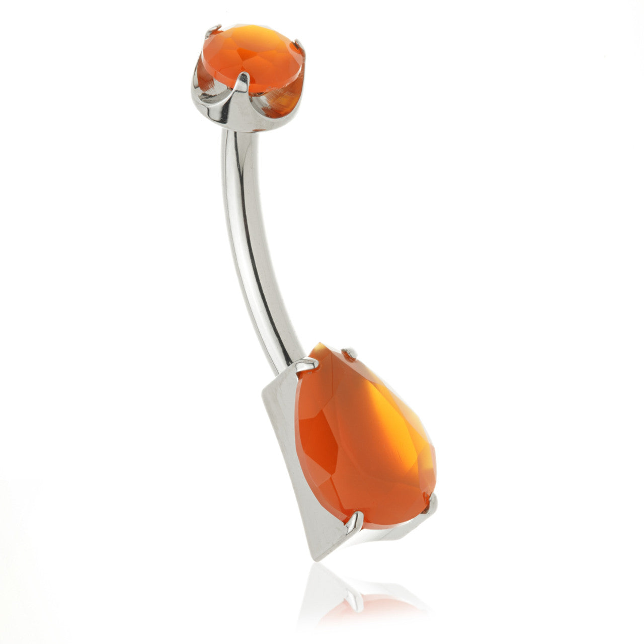 Ti Internal Natural Stone Teardrop Navel Bar