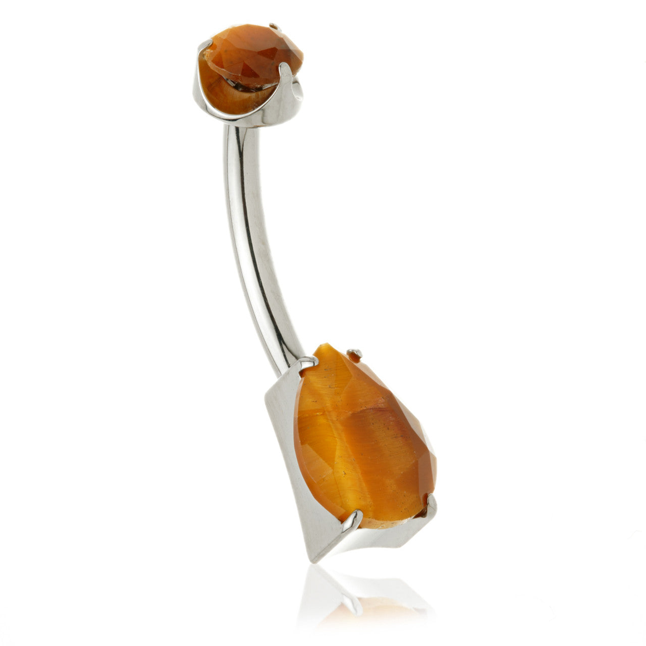 Ti Internal Natural Stone Teardrop Navel Bar