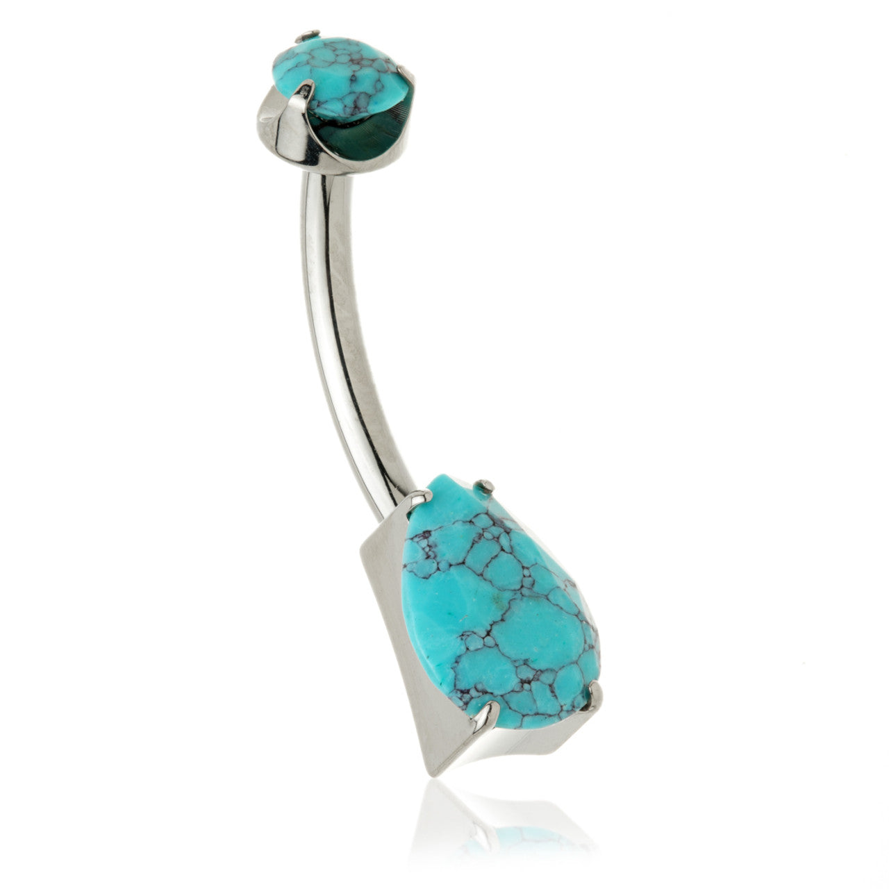Ti Internal Natural Stone Teardrop Navel Bar