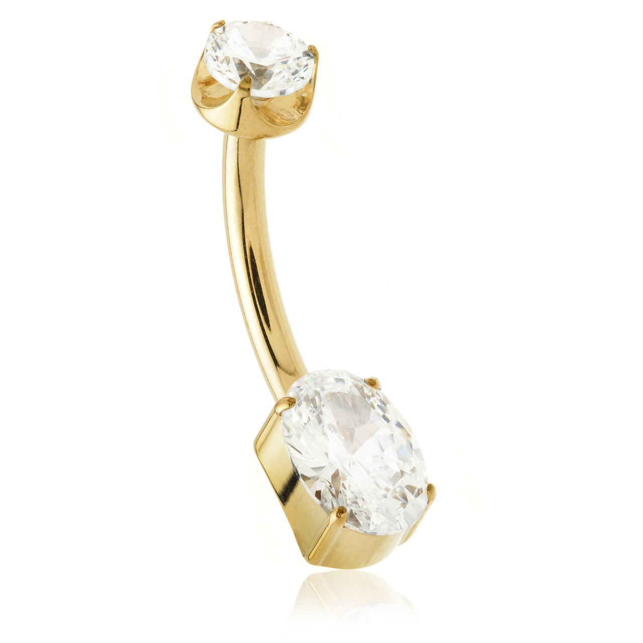 Zircon Ti Internal Jewelled Oval Navel Bar