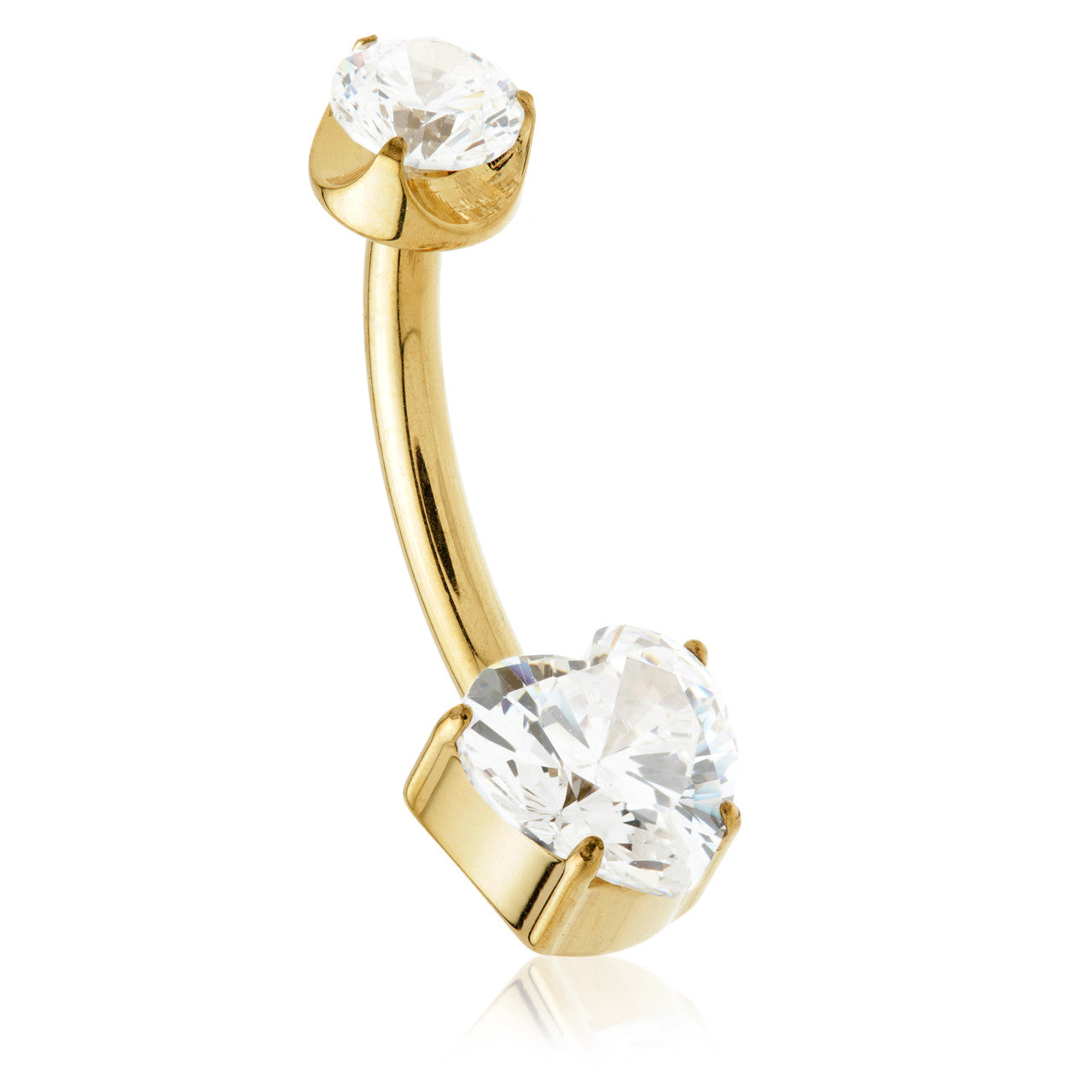 Zircon Gold Ti Internal Heart Navel Bar