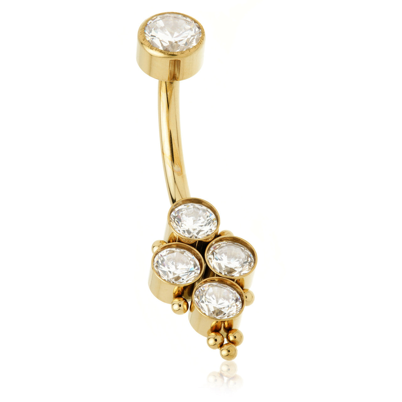 Zircon Gold Ti Internal Multi Bezel Bead Navel Bar