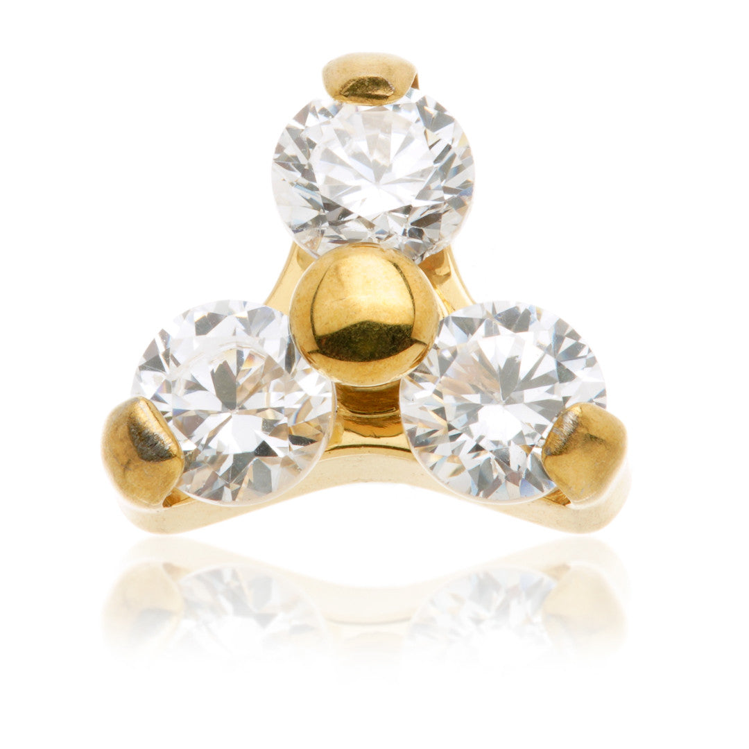 Zircon Gold Internal Ti Micro Labret with Ti Gem Trinity
