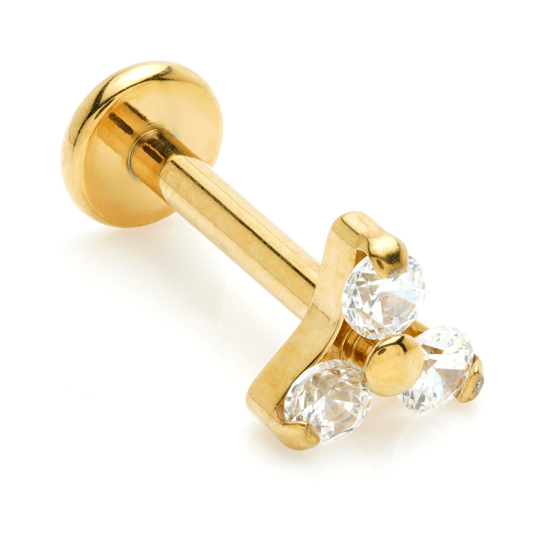 Zircon Gold Internal Ti Micro Labret with Ti Gem Trinity