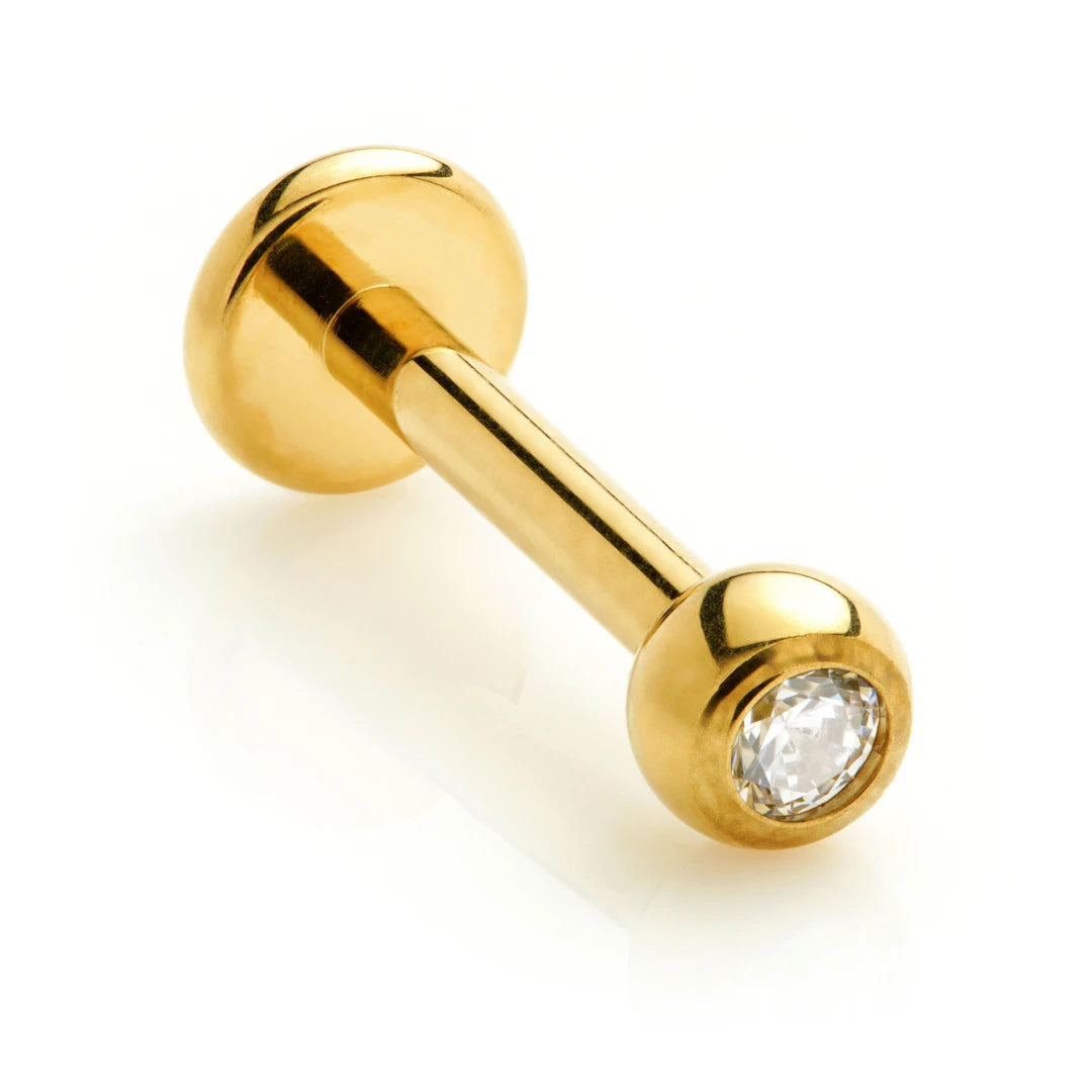 Gold PVD Ti Internal Labret with Gem Ball Attachment
