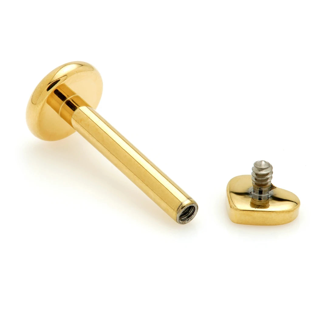 Gold PVD Ti Internal Labret with Heart Attachment