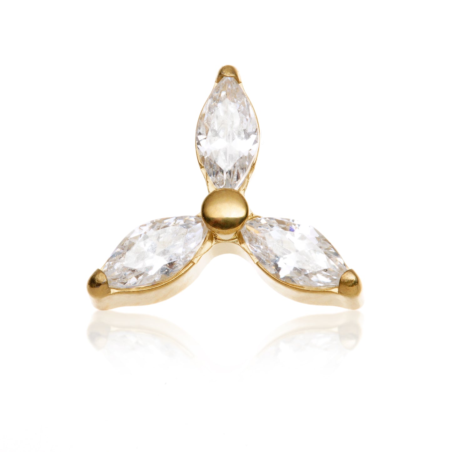 Gold PVD Ti Internal Jewelled 3 Petal Flower Attachment
