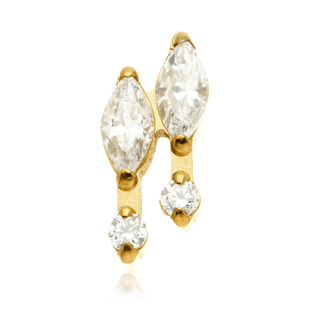 Gold PVD Ti Internal Double Marquise With Jewelled Beads Attachment