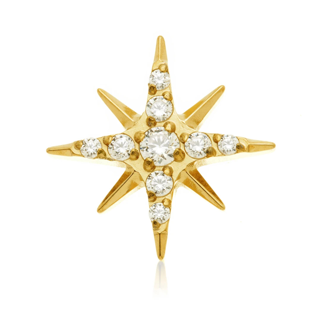 Gold PVD Ti Internal Jewelled Eight Point Star Attachment