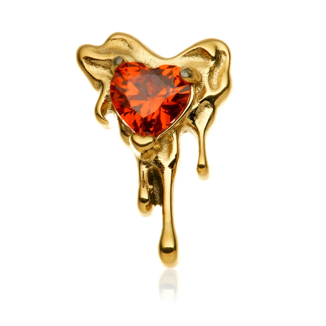 Gold PVD Ti Internal Jewelled Molten Heart Attachment