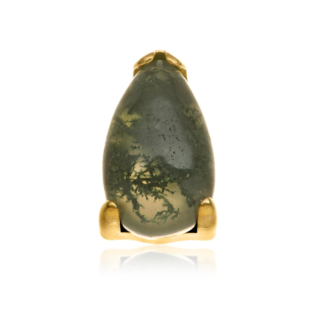 Gold PVD Ti Internal Moss Agate Teardrop Attachment