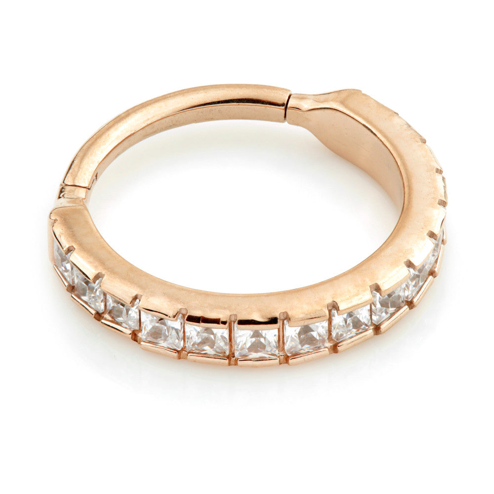 Rose Gold Steel Hinge Jewelled Conch Ring