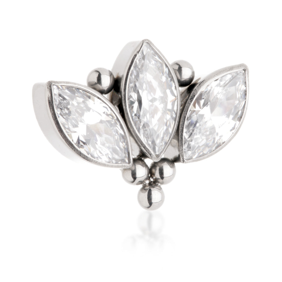 Ti Internal Jewelled Triple Marquise with Tri Bead Attachment (0.9mm thread)