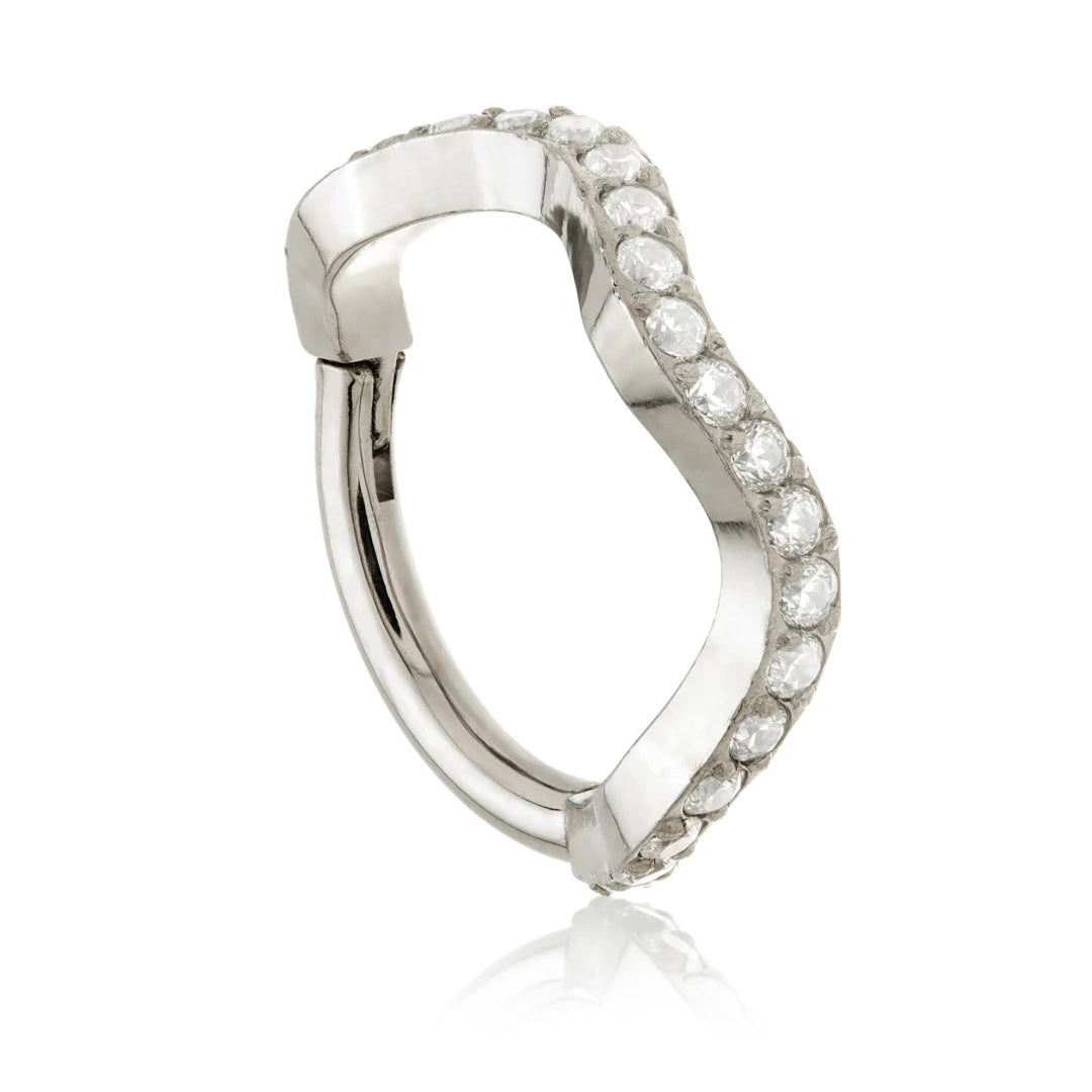 Ti Couture Curved Pave Hinge Ring
