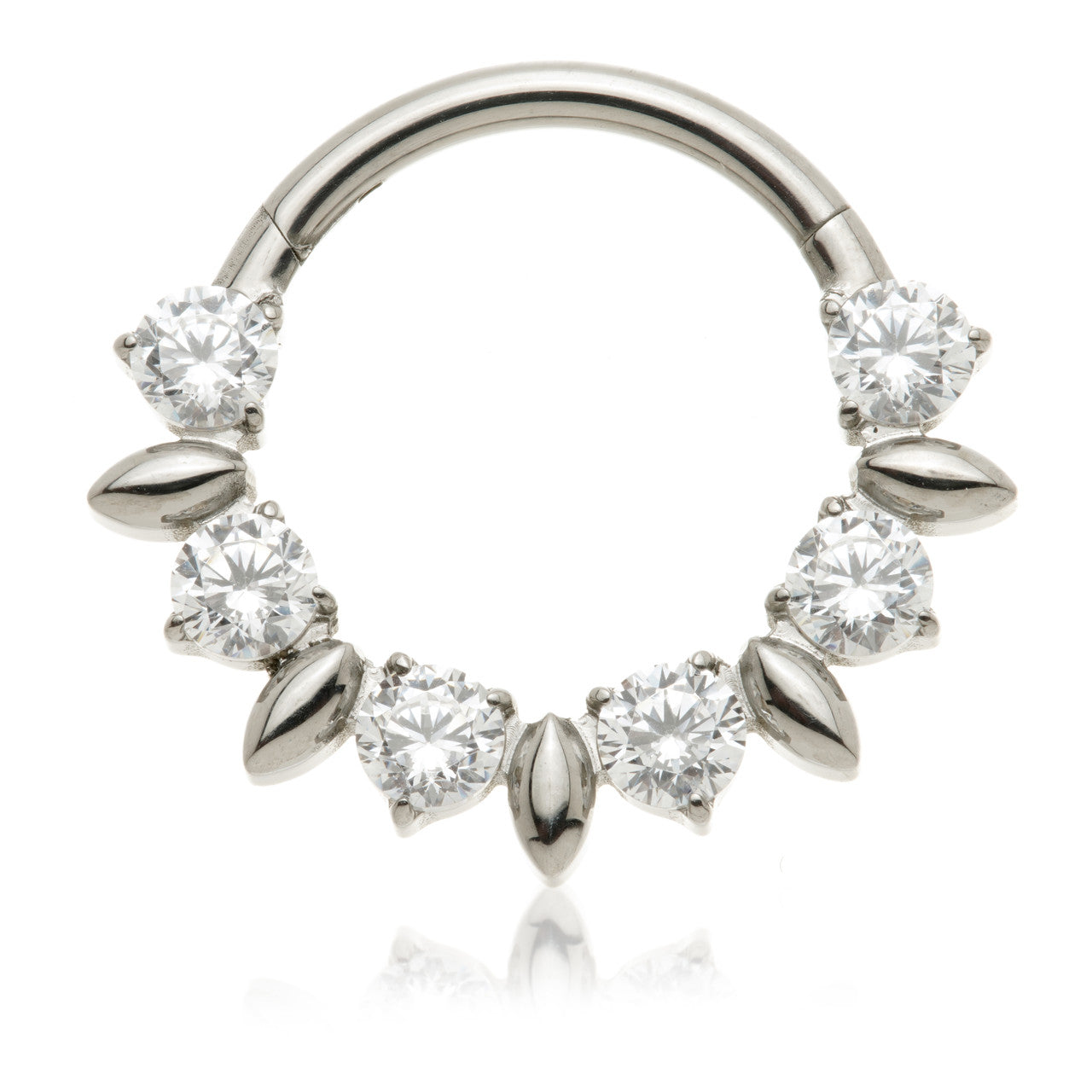 Titanium Jewelled Multi Shape Hinged Daith / Septum Ring