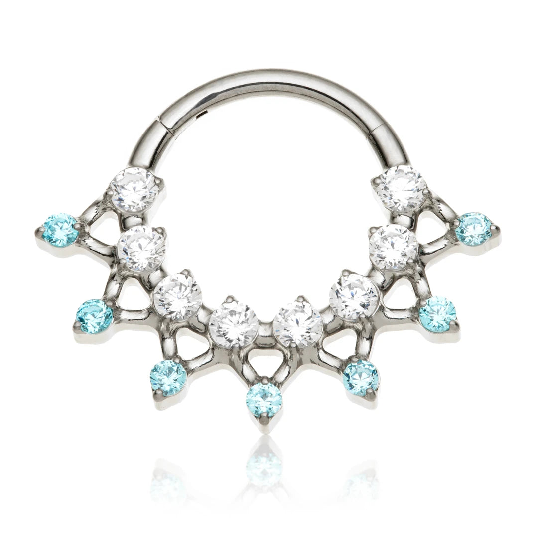 Titanium Multi Gem Crown Hinged Ring