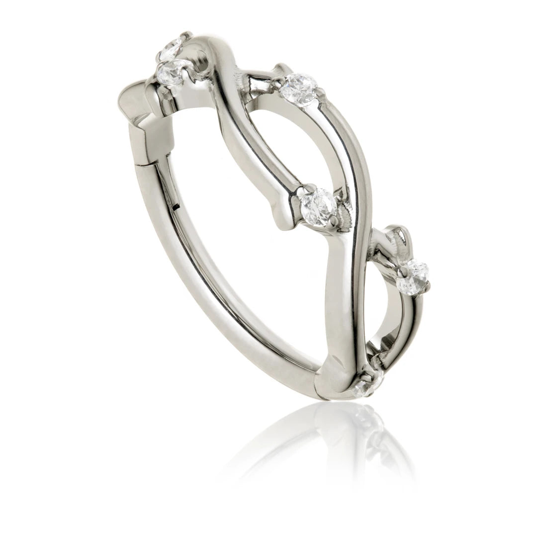 Titanium Jewelled Vine Hinged Ring
