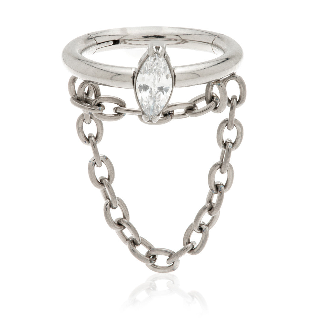 Ti Couture Marquise Hinge Ring With Double Chain