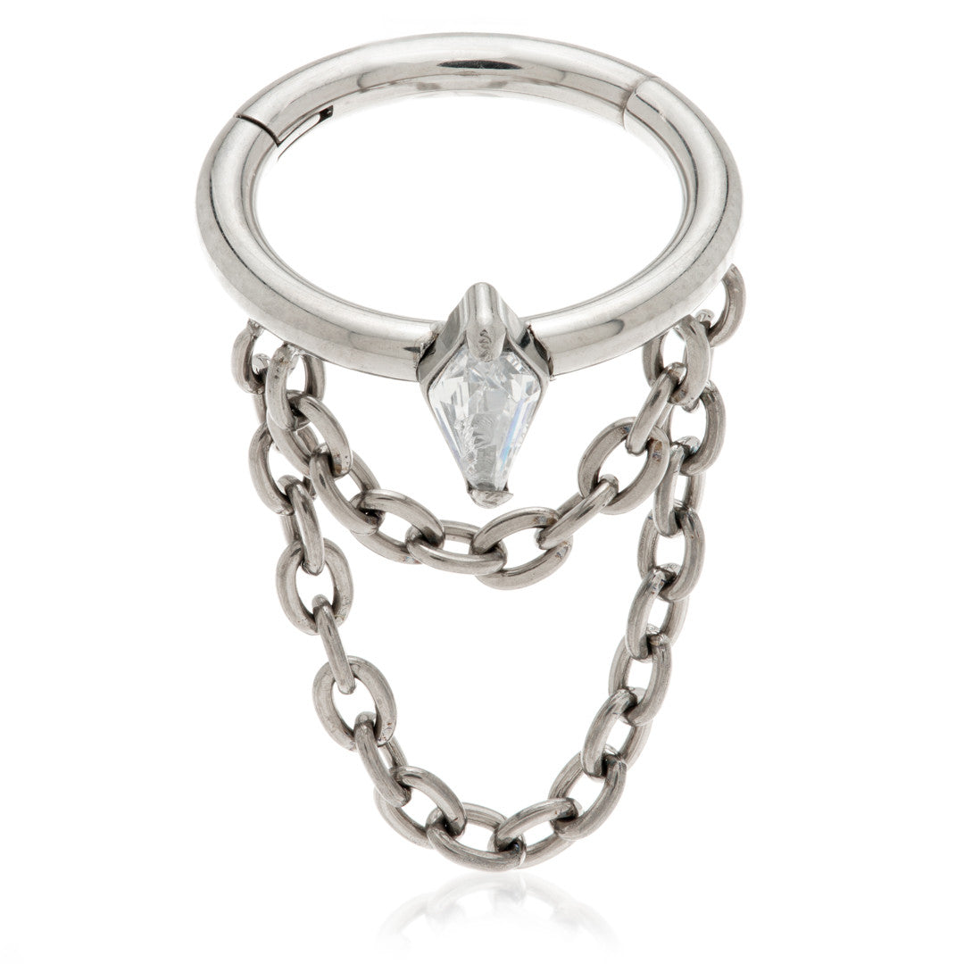 TiC Hinge Ring with Kite Gem and Chains