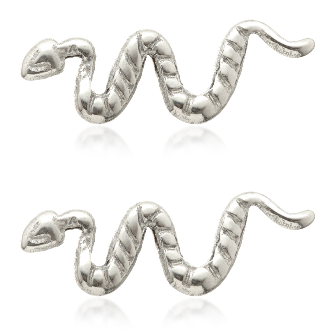 Titanium Threadless Stud Earrings with Snake Attachment (Pair)