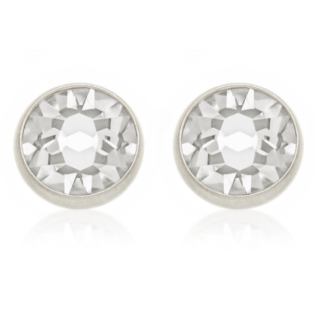 Titanium Jewelled Disk Stud Earrings (Pair)