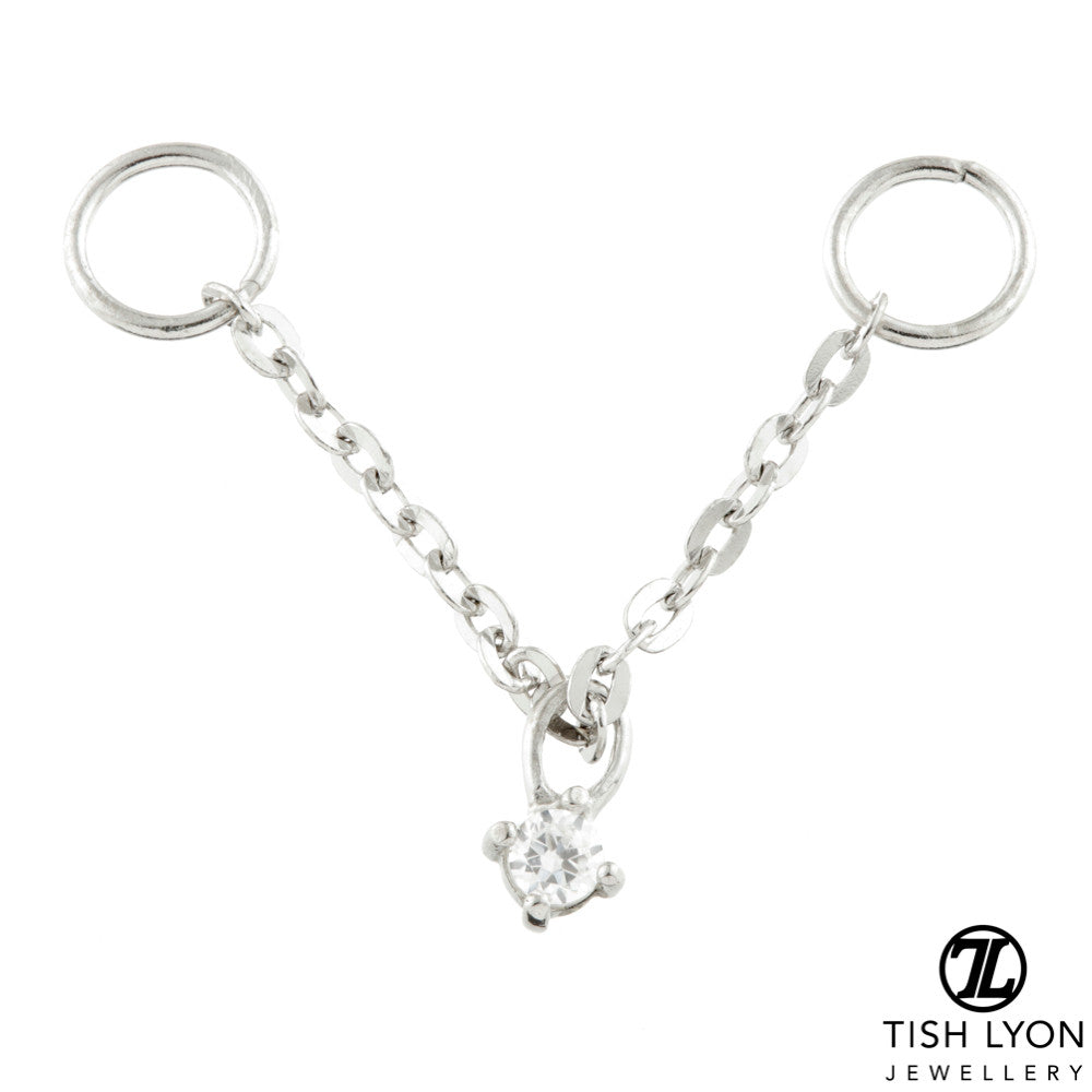 Solid 9ct Gold Hanging Gem Chain Charm for Bars