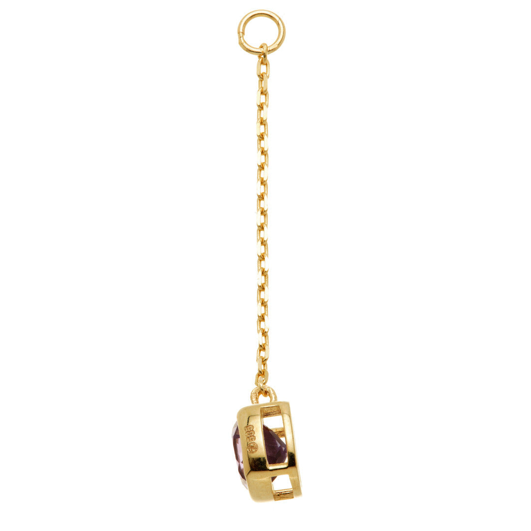Solid 14ct Gold Hanging Amethyst Cushion Chain
