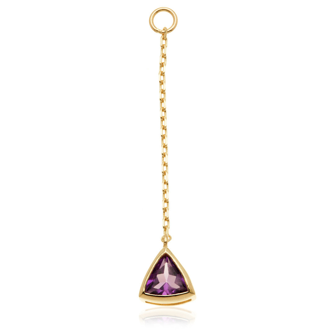 TL - 14ct Gold Hanging Amethyst Trillion Chain-14K-Y