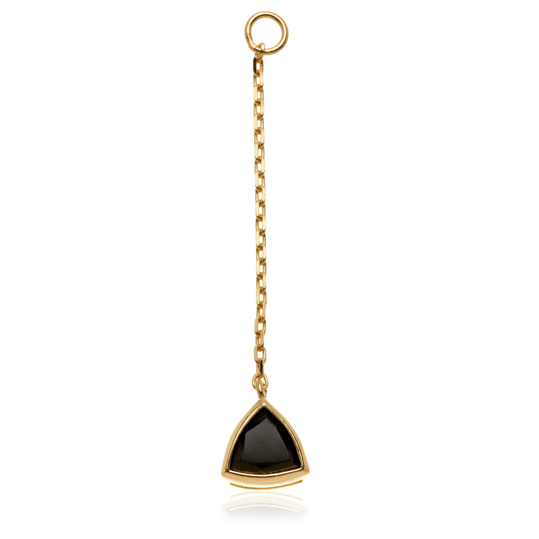 Solid 14ct Gold Hanging Black Spinel Trillion Chain-14K-Y