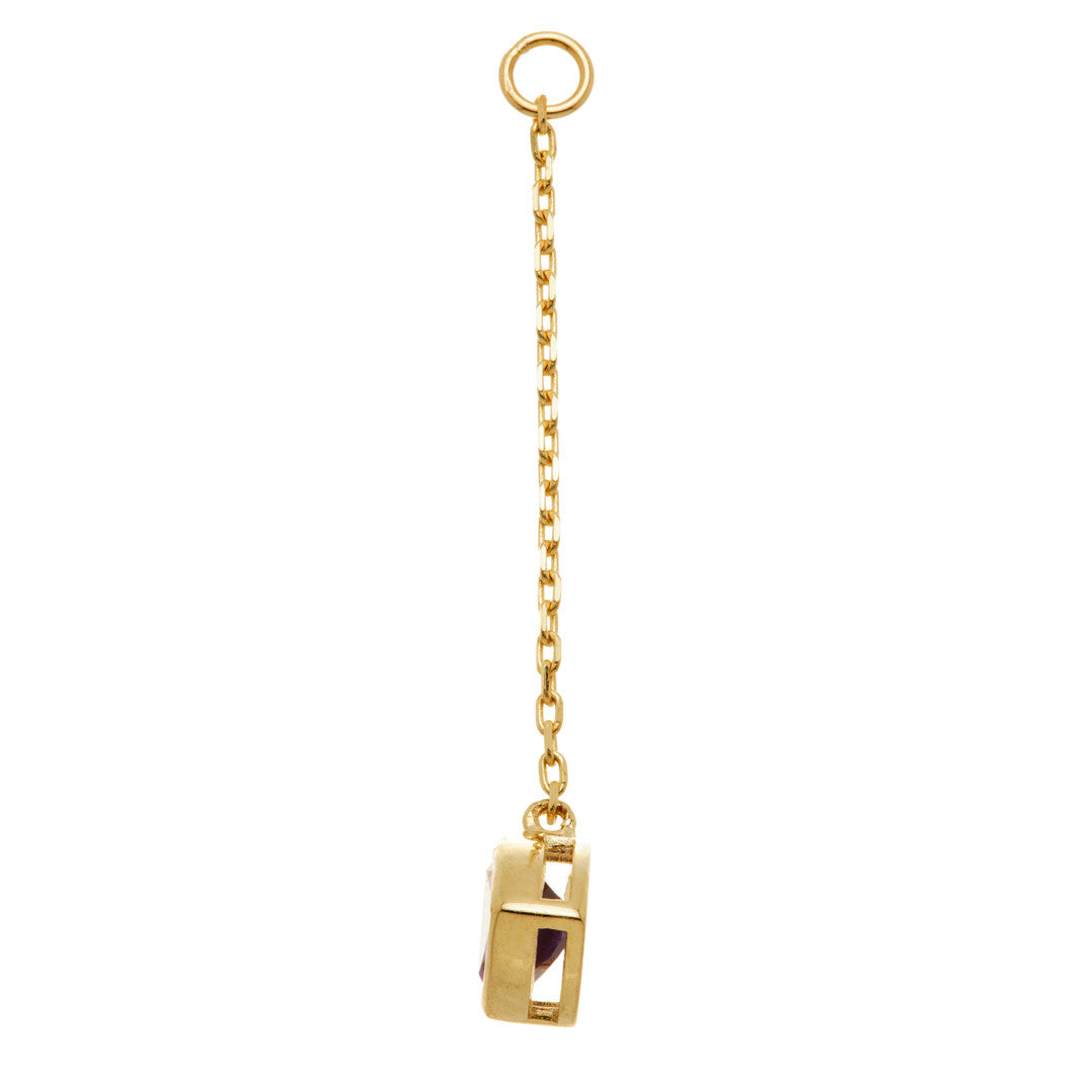 Solid 14ct Gold Hanging Smokey Quartz Cushion Chain