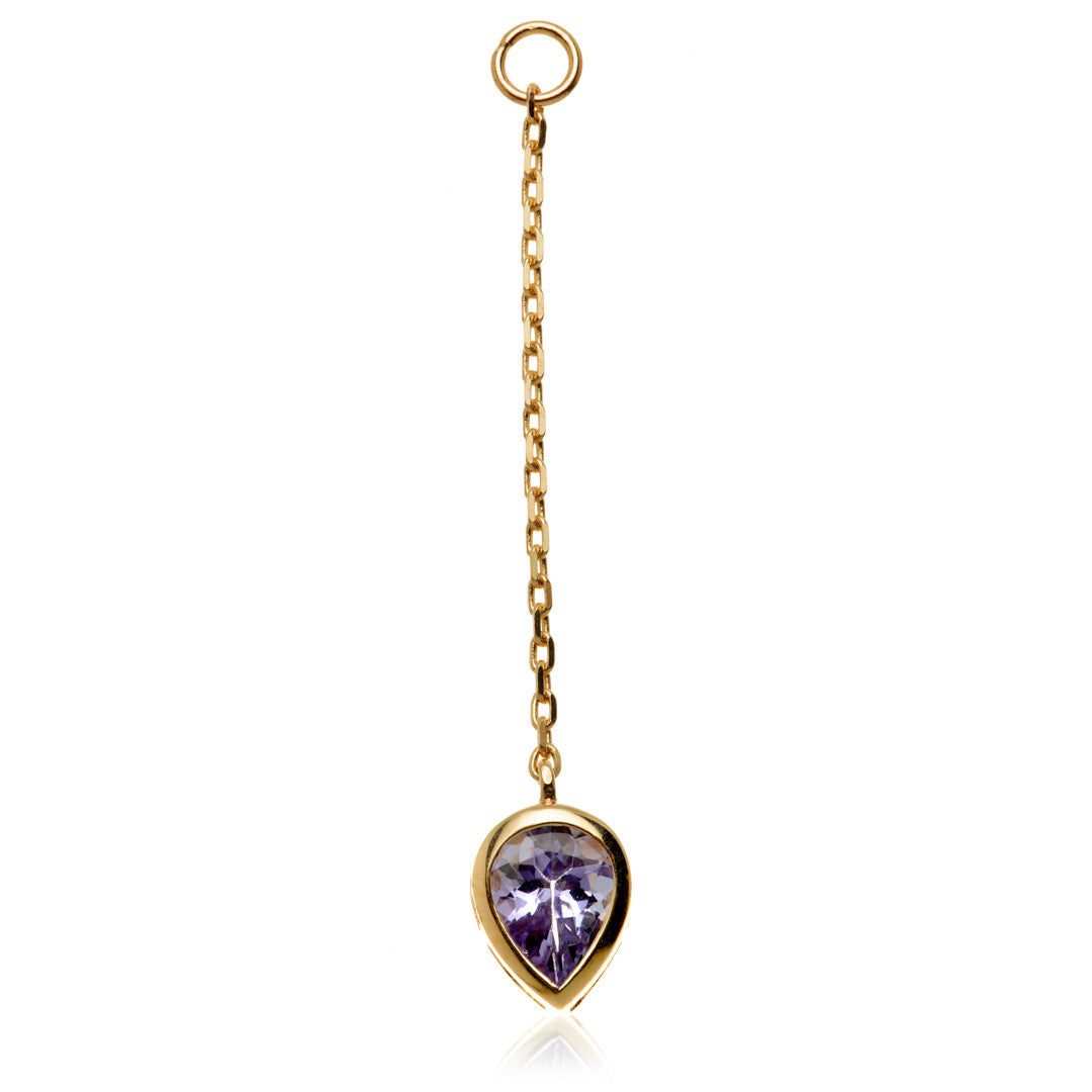 Solid 14ct Gold Hanging Tanzanite Teardrop Chain