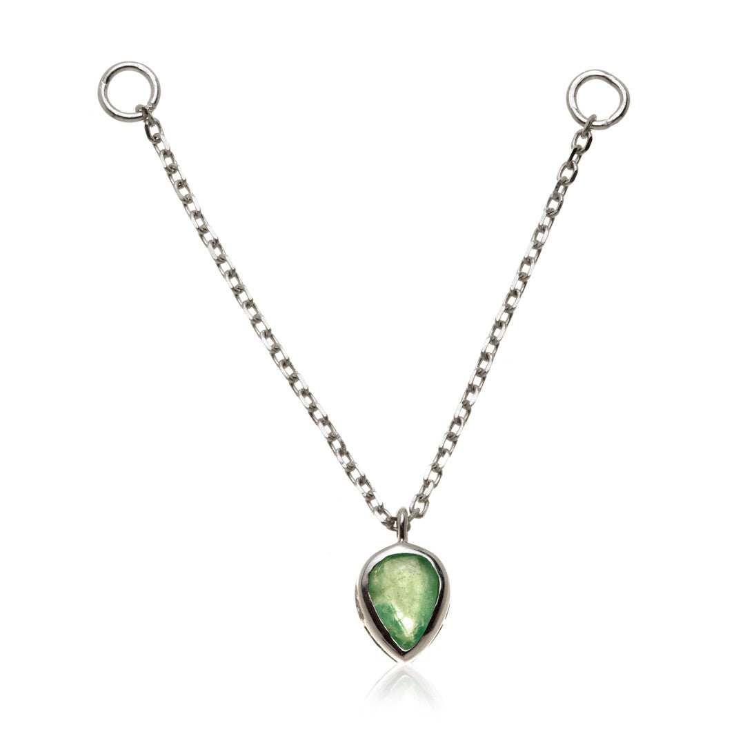 Solid 14ct Gold Hanging Chain With Emerald Teardrop