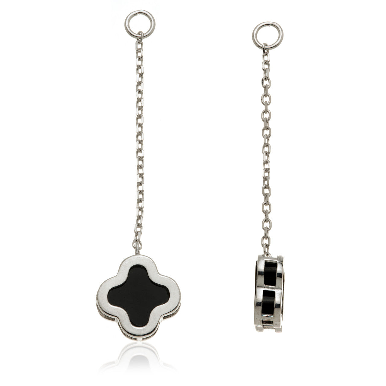 Solid 14ct Gold Hanging Chain With Black Onyx Clover