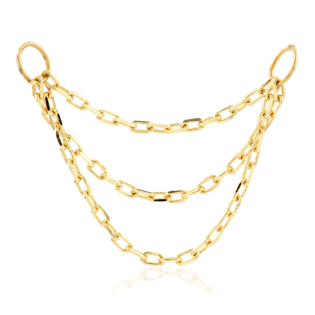 TL - 14ct Gold Hanging Triple Chains Charm
