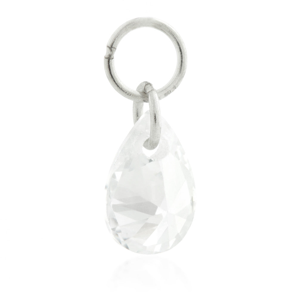 9 Carat Solid Gold Jewel Pear Hoop Charm for Hinge Segment Ring