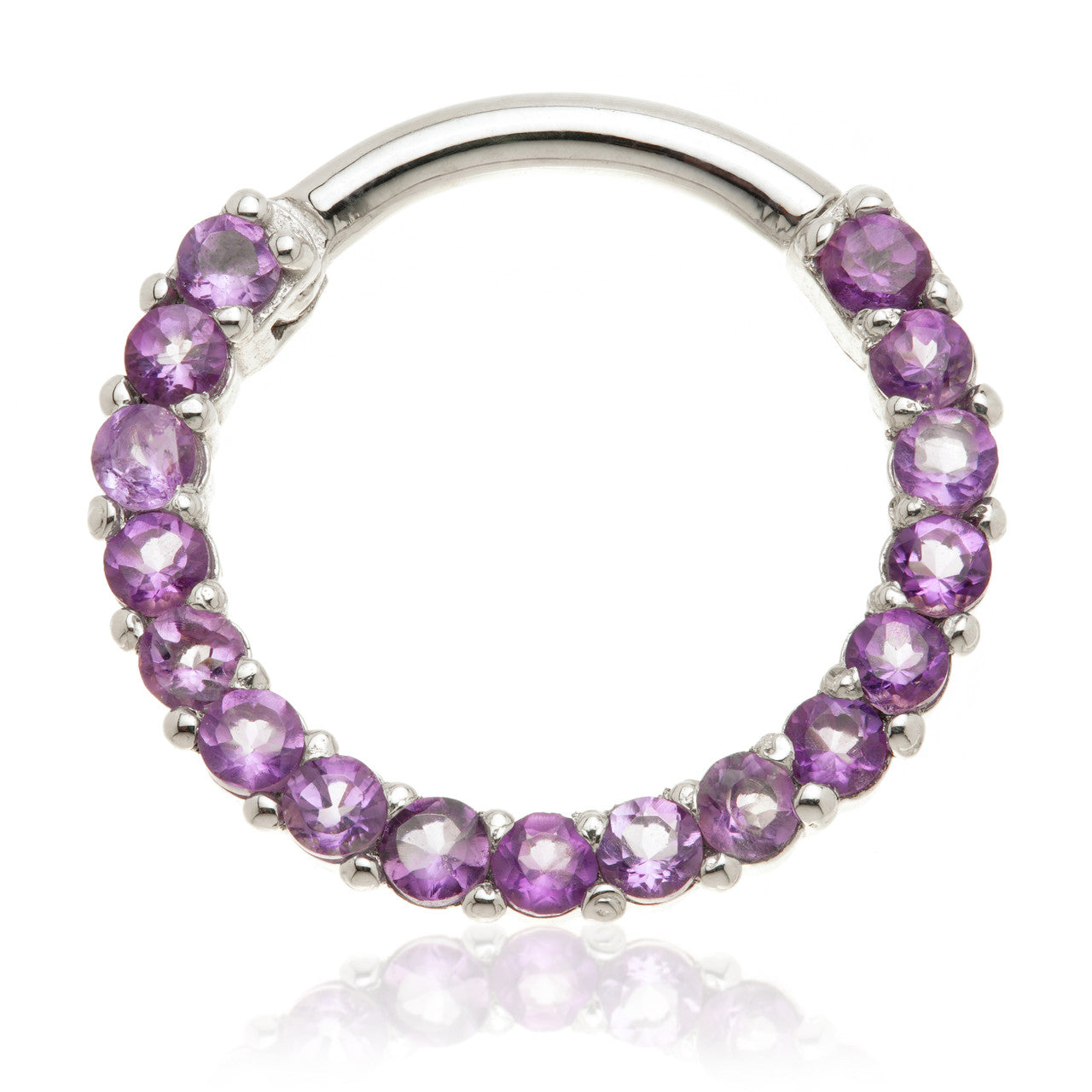 TL - 14ct Gold Amethyst Pavé Front Facing Hinge Ring