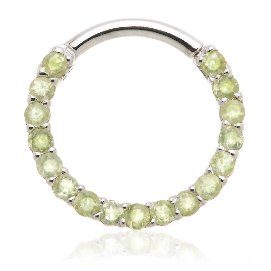 14ct Solid Gold Peridot Pave Front Facing Hinge Daith Ring