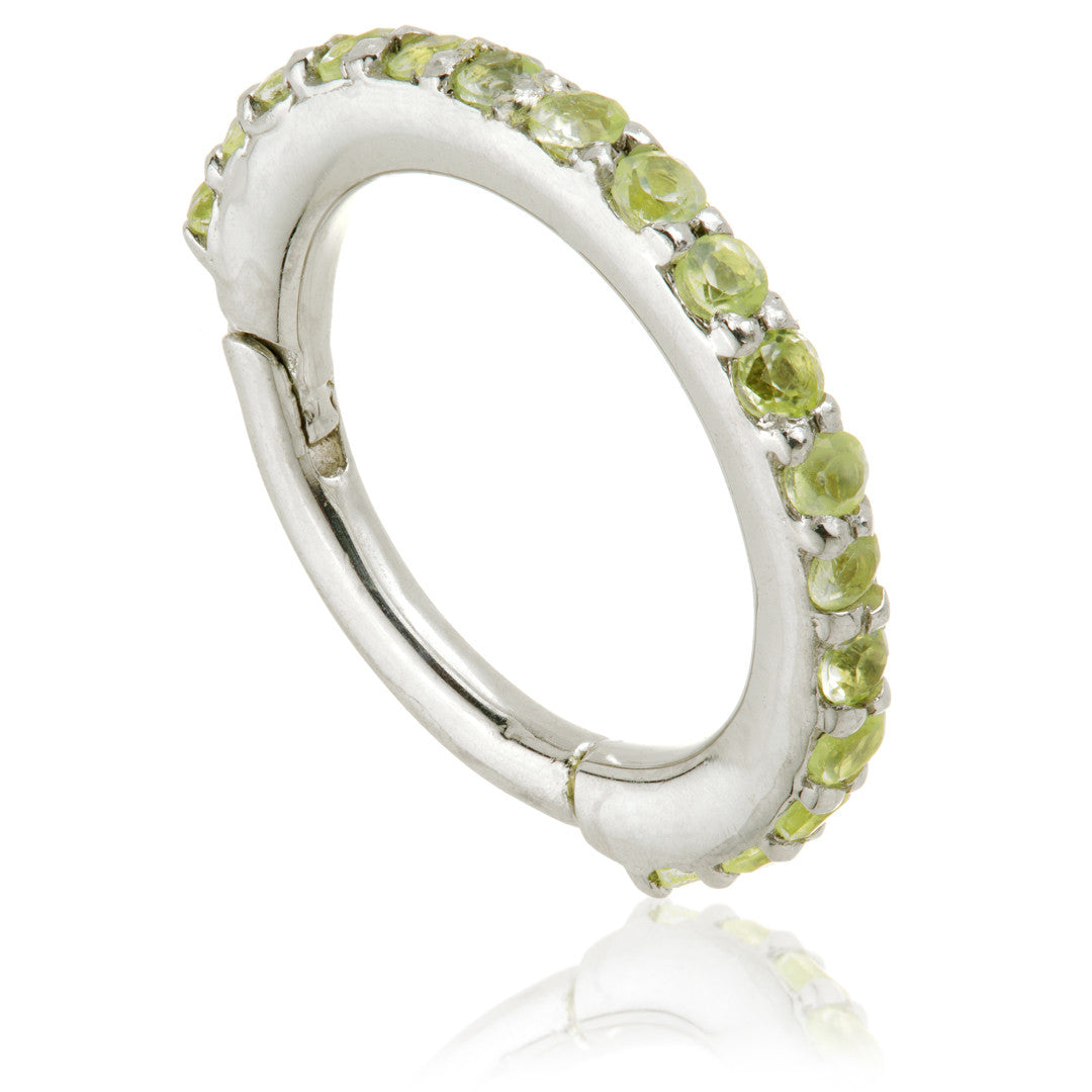 TL - Gold Peridot Pave Eternity Hinge Ring