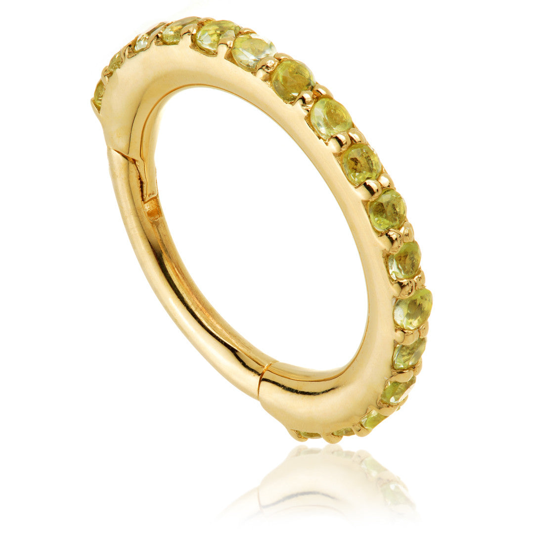 TL - Gold Peridot Pave Eternity Hinge Ring