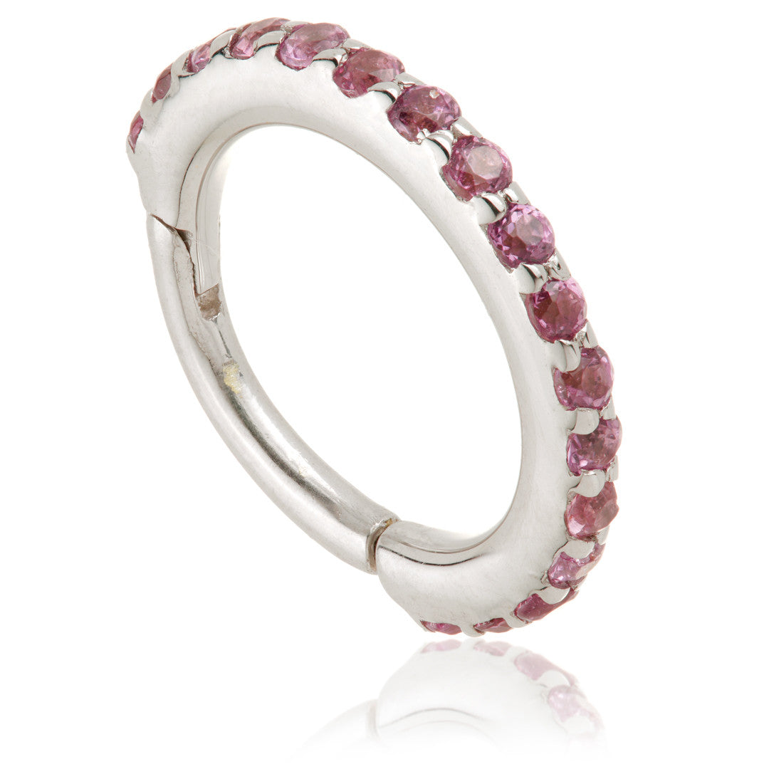 TL - Gold Rhodolite Pave Eternity Hinge Ring