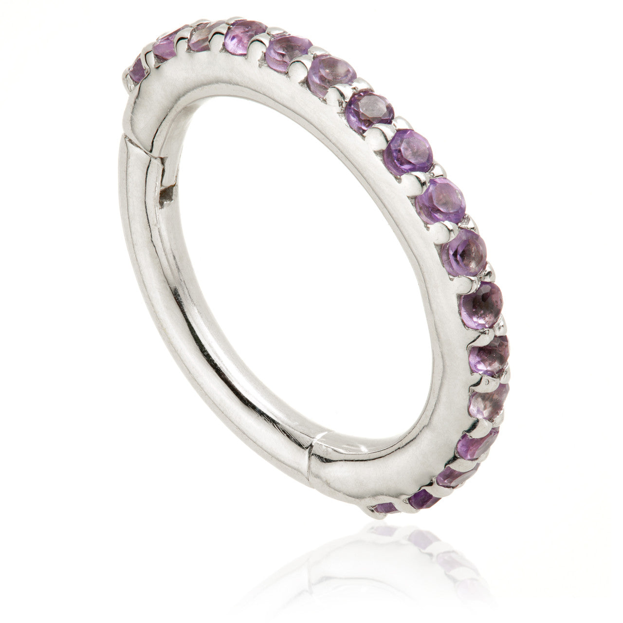 TL - Gold Amethyst Pave Eternity Hinge Ring