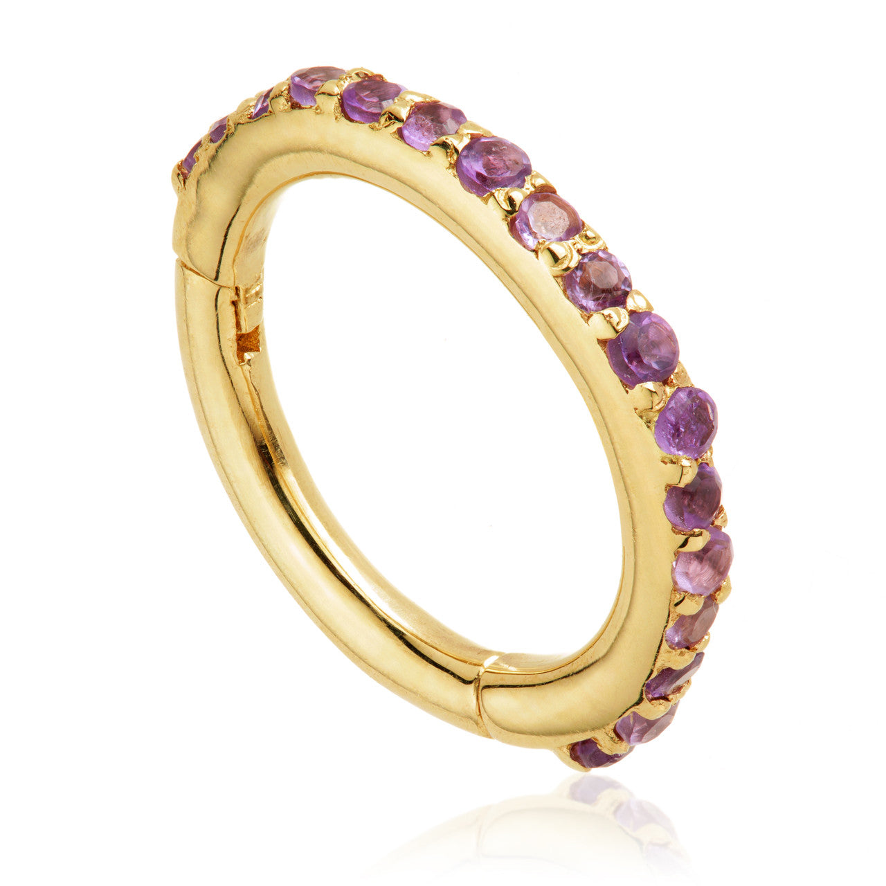 TL - Gold Amethyst Pave Eternity Hinge Ring