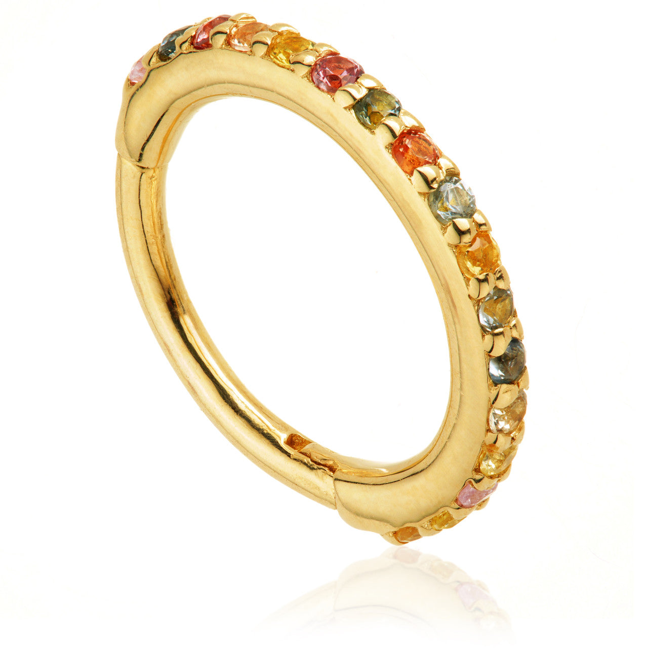 TL - Gold Multi Sapphire Pave Eternity Hinge Ring