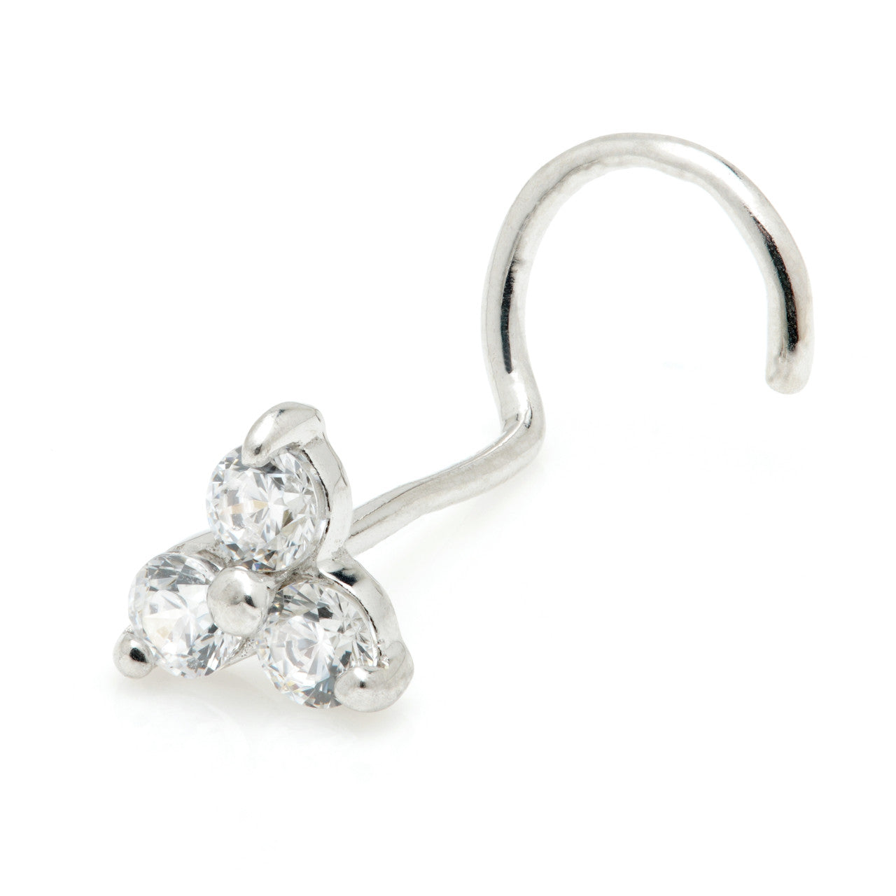 Aine Solid Gold Trinity Gem Nose Stud
