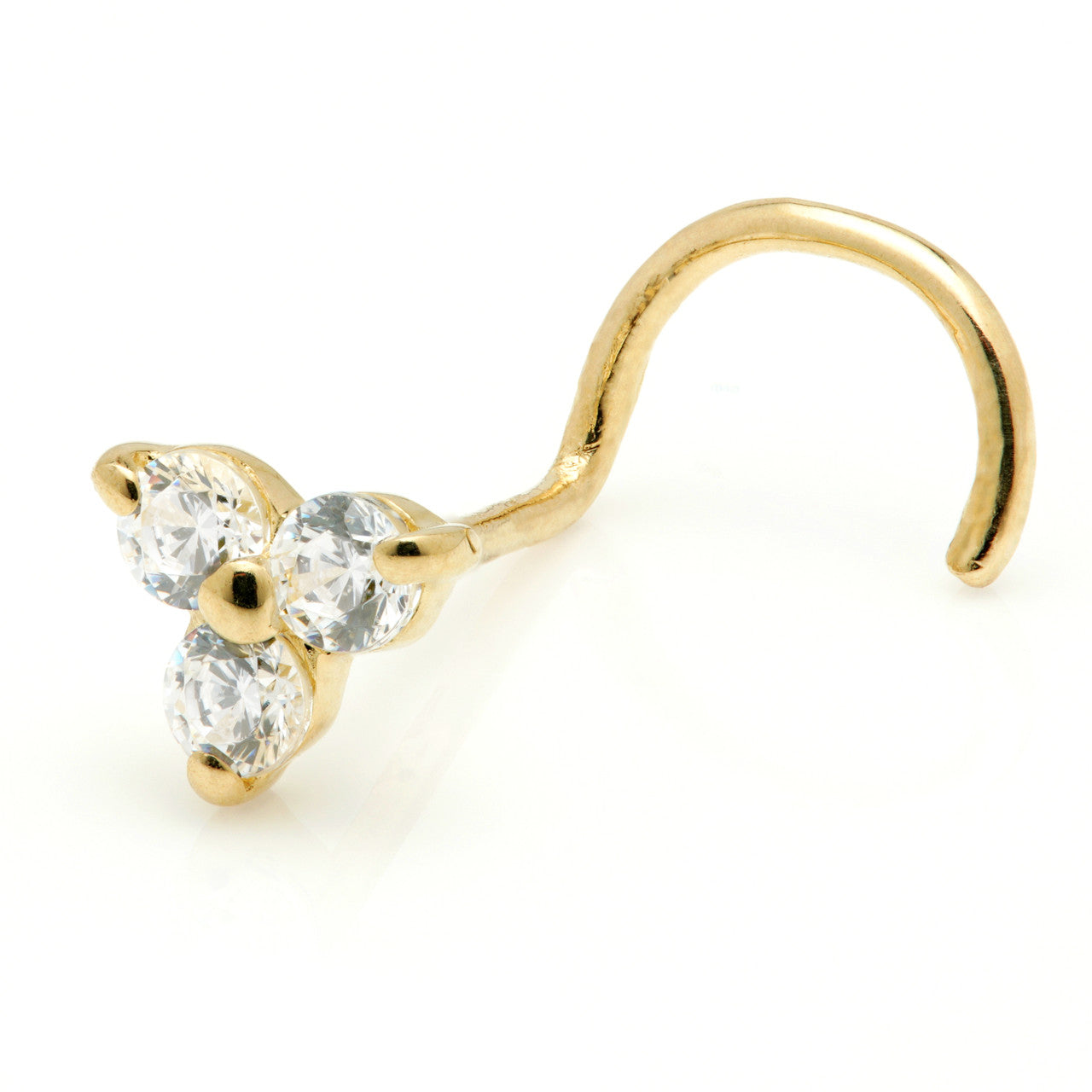 Aine Solid Gold Trinity Gem Nose Stud